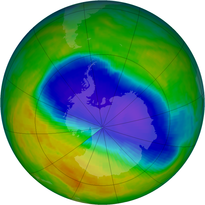 Antarctic ozone map for 18 October 1992